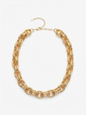 Ettika 18k Gold Plated Chunky Textured Statement Necklace Chain